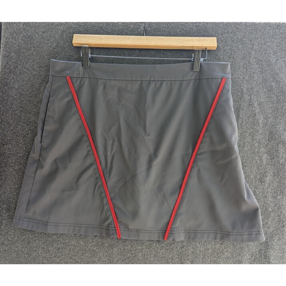 VK Sport Gray red zip detail golf skort w/pockets side‎ zip women's size 12